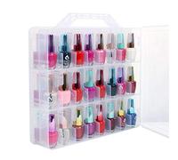 Surluoen Support Organisateur Vernis À Ongles, Portable Universel Clair Double Face Organisateur et Boîte de Rangement de Filetage Pour 48 Bouteilles Ajustable Diviseurs Espace Épargnant