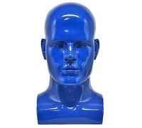 Surluoen TêTe de Mannequin Homme TêTe de Mannequin Professionnelle pour Affichage Perruques Chapeaux Casque Masque (Bleu)