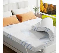 Surmatelas 140x190 cm en Mousse à Mémoire de Forme de Gel - 7.5cm sur Matelas 2 Personnes 140x190, Double Face duretés différentes, Housse Lavable Machine, pour Matelas & canapé, essai 100 Jours