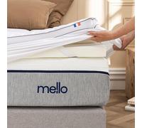 Surmatelas 180 x 200 - Mello, Duo 8cm Mémoire de Forme, Qualité Hôtellerie, Housse Coton matelassée Lavable, Confort Moelleux et Respirant, Haute densité, Fabriqué en France