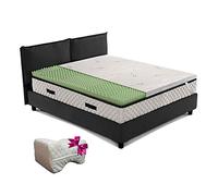 Surmatelas à mémoire de forme, surmatelas respirant à zones différenciées, hauteur 6 cm, tissu argent hypoallergénique/antimicrobien déhoussable, coussin cadeau Air Memogreen simple 100 x 200 cm