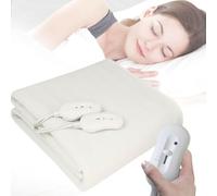Surmatelas Chauffant 2 Personnes 160 x 140 cm - Confort Thermique & Relaxation Musculaire - 3 Niveaux de Température - 2 Télécommandes Indépendantes - Chauffage Rapide - Lavable - Blanc
