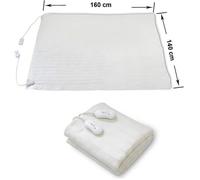 Chauffe Lit, Surmatelas Chauffant, Double, 160 x 140 cm, 2x60W, Blanc, Polyester, Commande manuelle à distance, Standards/Certifications: CB, CE