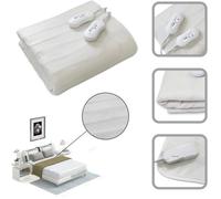 Todeco - Surmatelas Chauffant, Chauffe Lit, Double, 160 x 140 cm, 2x60W, Blanc, Commande manuelle, Polyester, Standards/Certifications: CB, CE Blanc
