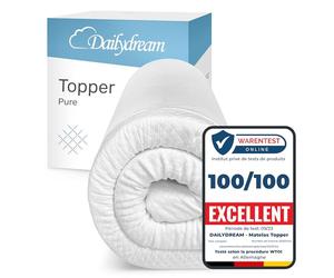 Surmatelas Dailydream 135 x 190 cm | Mousse à mémoire de Forme | 5 cm d'épaisseur | Édition Pure, modèle M | Ergonomique pour Matelas inconfortables, sommiers tapissiers et Lits d'appoint