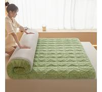 Surmatelas de 6 cm d'épaisseur en peluche moelleuse - Matelas futon japonais - Pliable, super doux - Pour lit d'appoint (vert, 150 x 200 cm)