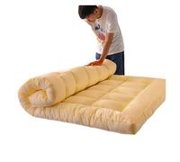 Surmatelas double de 10 cm d'épaisseur, doux et confortable pour adultes, très grand lit (jaune 90 x 200 cm), parfait pour le confort et le soutien de la chambre à coucher.