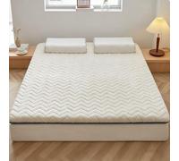 Surmatelas en Laine Polaire, Matelas en Latex, surmatelas Double, protège-Matelas en Laine, surmatelas Doux et Respirant pour l'automne et l'hiver(White,90x190cm)