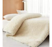 Surmatelas en Laine Polaire, surmatelas en Laine avec Sangles, Housse en Coton matelassé, Matelas Pliable et Respirant pour Le Sol, Les invités, Le lit et Le canapé(39.37x78.74in)