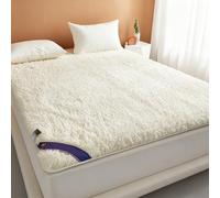 Surmatelas en Laine Polaire, surmatelas en Laine, protège-Matelas Doux, Pliable et Respirant, matelassé pour l'hiver(White,59.06x78.74in)