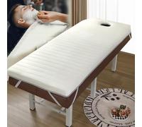 Surmatelas en mousse à mémoire de forme avec trou pour le visage - Coussin de 6 cm d'épaisseur - Carré / rond / trapézoïdal - Beige - 75 x 190 cm