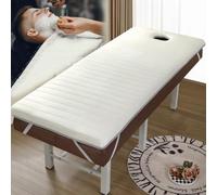 Surmatelas en mousse à mémoire de forme avec trou pour le visage - Rembourrage de table de spa pour esthéticiennes - Coussin de lit carré/rond/trapézoïdal - Beige - 6 cm - Taille S : 75 x 190 cm