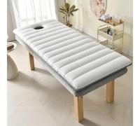 Surmatelas en mousse à mémoire de forme haute densité pour lit de massage et de cils 6 cm confortable avec trou pour le visage et sangles élastiques Idéal pour salon de beauté Gris/blanc 70 x 190 cm