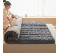 Surmatelas en peluche moelleuse de 6 cm d'épaisseur, matelas futon japonais, pliable, super doux pour lit d'invités (gris, 120 x 200 cm)