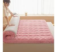 Surmatelas en peluche moelleuse de 6 cm d'épaisseur, matelas futon japonais, pliable, super doux pour lit d'invités (rose, 90 x 200 cm)