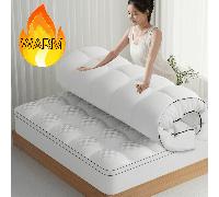 Surmatelas extra épais et chaud - rempli de plumes, peut remplacer un surmatelas de traversin, conception à boîte à gousset, s'adapte à des poches profondes de 20 à 53 cm, moelleux et soutenant, quali