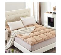 Surmatelas extra épais pour très grand lit avec housse en coton doux, design japonais respirant, rembourrage en duvet de canard parfait pour futon et un confort ultime (marron, 180 x 200 cm)