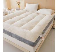 Surmatelas, Futon 2 Places, Surmatelas Épais Réversible, avec 4 Sangles Élastiques Antidérapantes Aux Coins, pour Chambre, Dortoir, Tatami,Gris,120x190cm
