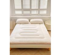 Surmatelas futon japonais rembourré, en peluche chaude et matelassée, très épais, pliable, pour chaise longue, lit d'invité, dortoir, camping, canapé, beige (90 x 200 cm)