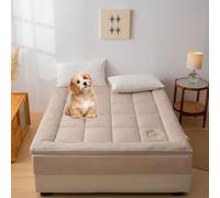 Surmatelas matelassé pour grand lit avec rembourrage en coton doux pour soulager les douleurs dorsales, épais et confortable pour lit double, lit king size, kaki, 120 x 200 cm