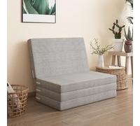 Surmatelas pliable en mousse à mémoire de forme - Matelas de couchage portable à quatre volets pour voyage et utilisation pour les invités avec housse lavable - Solution de matelas de sol confortable