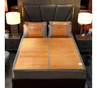 Surmatelas pliable et rafraîchissant - Tapis en rotin glacé double face pour les dormeurs chauds Design tissé plat antidérapant - Idéal pour la maison, l'hôtel, le dortoir - Jaune 150 x 195 cm