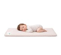 Surmatelas pour bébé 70 x 140 cm - Certifié Oeko-TEX, respirant et doux - Tricot 3D avec élastique avec 4 élastiques d'angle, blanc/beige