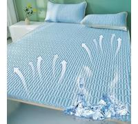 Surmatelas Rafraîchissant, Ensemble De Tapis De Couchage Carré Lavable en Latex pour L'été, La Maison dans Un Dortoir Universitaire,Bleu,120 * 200cm