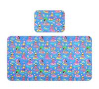 Surmatelas rafraîchissant pour bébé - 71,1 x 132,1 cm - Bleu - Absorbant - Fête de plage - Motif dessin animé - Pour adultes et enfants