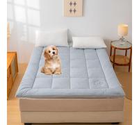 Surmatelas rembourré en coton doux pour grand lit - Soulage les douleurs dorsales et confort - Pour lits jumeaux, doubles et king size - Bleu - 90 x 200 cm