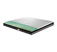 Surmatelas rigide, matelas correcteur orthopédique en biogreen, hauteur 6 cm, tissu hypoallergénique et antimicrobien, déhoussable, 4 côtés en argent, pour lit simple, 90 x 195 cm