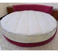 Surmatelas Rond, Couvre-Matelas Confortable au Design matelassé, protège-Matelas Moelleux Ultra Doux et Moelleux, avec Sangles élastiques,Diameter190cm(75inch)