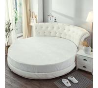 Surmatelas rond en coton de luxe pour lit double, protège-matelas avec drap de lit, housse de matelas douce et confortable, draps de lit inclus (taille : 220 cm x 220 cm)