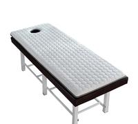 Surmatelas table massage avec trou visage et bande élastique, anti-dérapant épais, mousse latex respirant, confortable durable pour massage, tatouage, spa, beauté(White,180 X 60 X 4 CM)