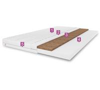Surmatelas TOP5, surmatelas en fibre de coco, dimensions : 140 x 200 x 5 cm, avec housse, couleur : blanc, dur : H4