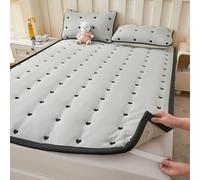 Surmatelas Topper 160/170X190 Protège/Couvre Matelas Matelassé avec 4 Coins Elastiques Respirant Housse de Protection Matelas Antidérapant Moelleux Broderie Lavable Alèse Drap Housse (170x190cm,Gray A