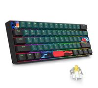 surmen GT61 - Clavier de jeu mécanique sans fil 60 %, mini clavier de jeu mécanique RVB, 60 % remplaçable à chaud, avec commutateur Gateron linéaire de type C/Bluetooth 5.0 programmable (jaune