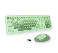 surmen Joli clavier et souris sans fil, clavier rétro pour machine à écrire pleine taille, clavier coloré silencieux, silencieux, 2,4 GHz, pour la maison et le bureau, vert clair 666