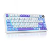 surmen M75 Clavier crémeux sans fil 75 % avec joint, pré-lubrifié triple mode, clavier de jeu mécanique Bluetooth BT5.0/2,4 GHz/USB avec coussinets absorbants sonores et remplaçables à chaud (blanc