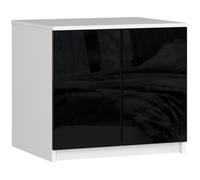 Surmeuble pour armoire AKORD S60 Blanc 60 cm 2 portes façade Noir Brillant 2 étagères 60x51x55 cm