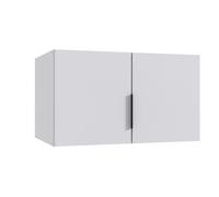 Surmeuble pour armoire, meuble de rangement avec 2 portes coloris blanc - Longueur 80 x Hauteur 40 x Profondeur 54 cm