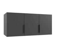 Surmeuble pour armoire, meuble de rangement avec 3 portes coloris graphite - Longueur 120 x Hauteur 40 x Profondeur 54 cm