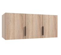 Surmeuble pour armoire, meuble de rangement avec 3 portes coloris Imitation chêne - Longueur 120 x Hauteur 40 x Profondeur 54 cm