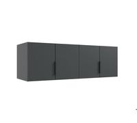 Surmeuble pour armoire, meuble de rangement avec 4 portes coloris Graphite - Longueur 160 x Hauteur 40 x Profondeur 54 cm