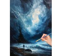 Surnaturel Peinture Numero Adulte, DIY Tempête Peinture Numero Adulte 90x120cm, Pinceaux et Acryliques, Kits de Coloriage par Numbers pour Adultes Débutants, Décoration Murale, Cadeau Femme, -7507