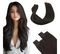 SURNEL Extension Adhesif Cheveux Humains Bande Adhesive Extension Naturel #2 Brun Le Plus Foncé 50cm Extension Cheveux Adhesive Glue in Remy Hair Extensions Lisse 50g/20pièces(#2-20)