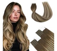 SURNEL Extension Adhesive Cheveux Humains 20pcs/50g 16"/40cm Adhésif Extensions Remy Hair Ombre Brun Moyen Mixte Blond Miel Bande Adhésive Cheveux(#4/27/4-16)