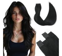 SURNEL Extension Adhesive Cheveux Naturel #1 Noir Fonce 40cm 16 Pouces Remy Adhesive Extension Skin Weft Tape in Extension Adhesive Lisse 20pièces 50g(#1-16）