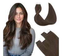 SURNEL Extension Adhesive Cheveux Naturel #4 Brun Moyen 40cm 16 Pouces Remy Adhesive Extension Skin Weft Tape in Extension Adhesive Lisse 20pièces 50g(#4-16）