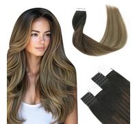 SURNEL Extension Adhesive Cheveux Naturel Blond Tape Cheveux Adhesive Balayage Noir à Blond Cendré Droit Vrais Adhesif Cheveux Humain Bande Adhesif Extensions 20Pcs 50g 16 poucess(#1B/4/27-16)